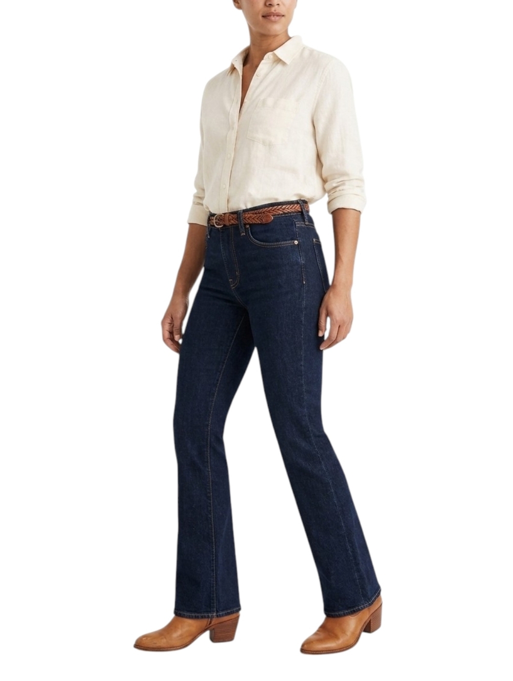 Madewell Skinny Flare Jeans Dark Indigo High Rise 32 Long Inseam NM251